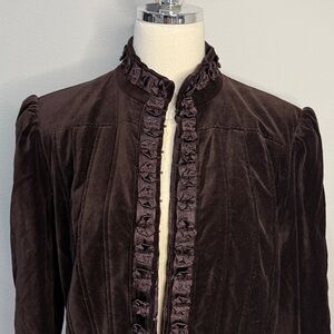 Peter Nygard Brown Velvet Puff Sleeve Jacket Size 16